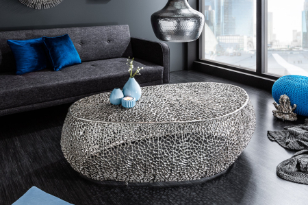 Masuta de cafea LEAF  handmade din metal argintiu, 122 cm [1]