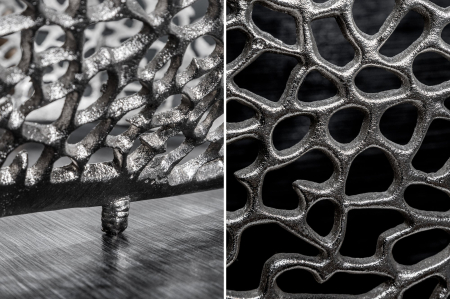 Masuta de cafea LEAF  handmade din metal argintiu, 122 cm [5]