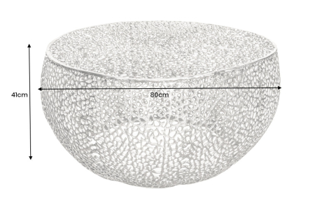 Masuta de cafea LEAF  handmade din metal argintiu, 80 cm [5]