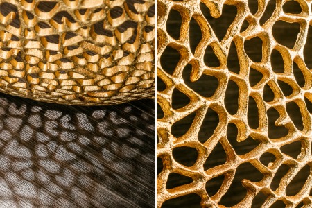 Masuta de cafea LEAF  handmade din metal auriu, 80 cm [3]