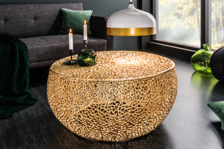 Masuta de cafea LEAF  handmade din metal auriu, 80 cm [1]