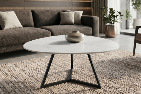 Măsuță de cafea MARVELOUS 90 cm, ceramică albă [5]
