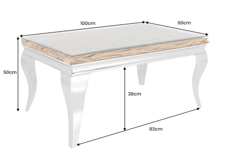 Măsuță de cafea MODERN BAROCK BARRACUDA 100 cm cromată, cu blat de sticlă, fără blat de tec [7]