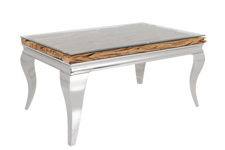 Living - Măsuță de cafea MODERN BAROCK BARRACUDA 100 cm cromată, cu blat de sticlă, fără blat de tec