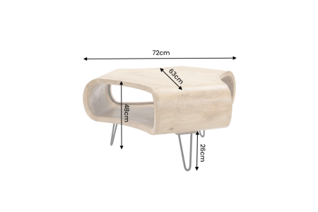 Măsuță de cafea ORGANIC LIVING 70 cm cu raft deschis de depozitare, din lemn de mango natural, cu picioare în formă de agrafă [8]