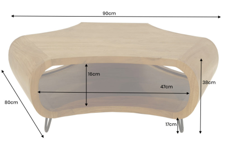 Măsuță de cafea ORGANIC LIVING 90 cm cu raft deschis de depozitare, din lemn de salcâm, finisaj maro miere [10]