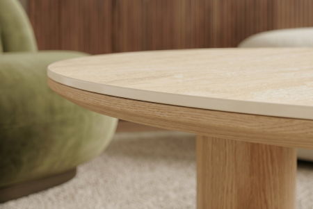 Măsuță de cafea ORGANIKO 110 cm, aspect ceramic natural, cu cadru aspect lemn de stejar [3]