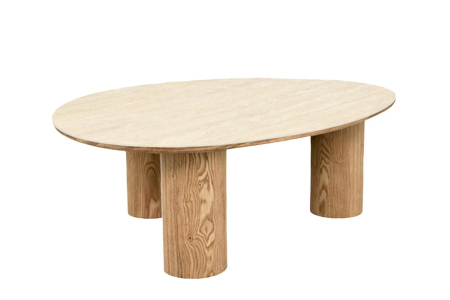 Living - Măsuță de cafea ORGANIKO 110 cm, aspect ceramic natural, cu cadru aspect lemn de stejar