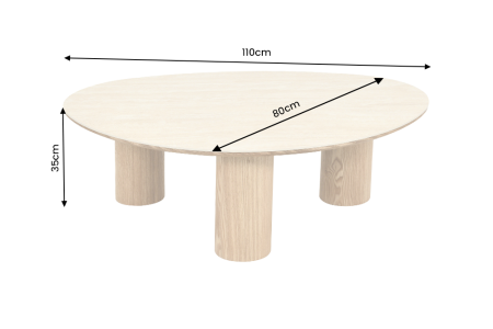 Măsuță de cafea ORGANIKO 110 cm, aspect ceramic natural, cu cadru aspect lemn de stejar [5]