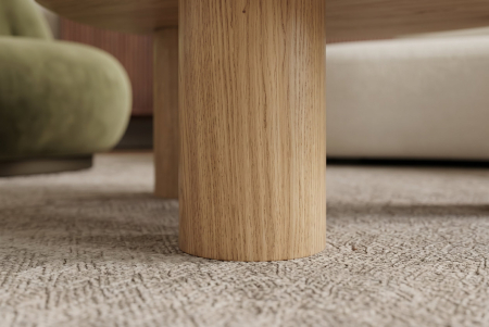 Măsuță de cafea ORGANIKO 110 cm, aspect ceramic natural, cu cadru aspect lemn de stejar [4]
