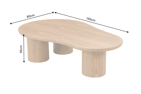 Măsuță de cafea ORGANIKO 130 cm, formă organică, aspect de lemn de stejar natural [5]