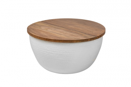 Living - Masuta de cafea Orient Storage cu spatiu de depozitare din metal si blat din lemn de salcam