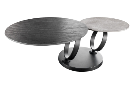 Living - Masuta de cafea rotativa DANCING RINGS din blat ceramic, 80-135 cm