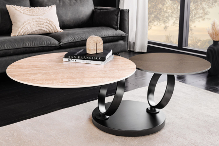 Masuta de cafea rotativa DANCING RINGS din blat ceramic, 80-135 cm [2]