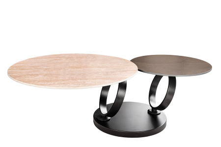 Living - Masuta de cafea rotativa DANCING RINGS din blat ceramic, 80-135 cm