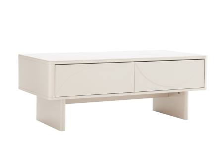 Living - Măsuță de cafea SAVOY 120 cm 3D albă cu blat din ceramică imitație de marmură albă
