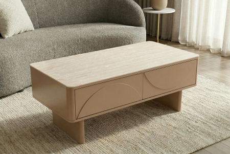 Măsuță de cafea SAVOY 120 cm 3D natural cu blat din ceramică imitație de marmură travertin [1]