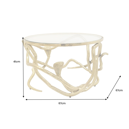 Măsuță de cafea SNAKE 70 cm aurie cu blat din sticlă [5]
