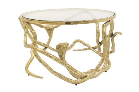 Living - Măsuță de cafea SNAKE 70 cm aurie cu blat din sticlă