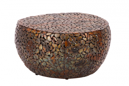 Living - Masuta de cafea Stone din metal cu aspect de piatra 