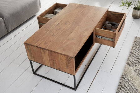 Masuta de cafea Straight din lemn masiv de salcam si picioare metalice [3]