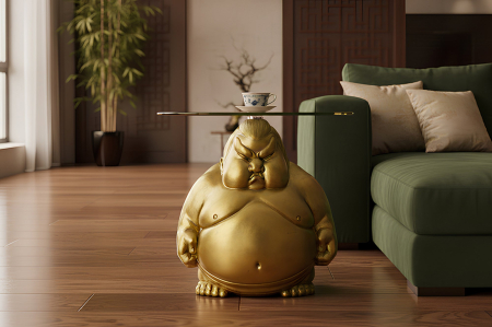 Măsuță de cafea SUMO 55 cm rotundă din sticlă aurie [1]
