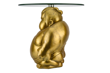 Măsuță de cafea SUMO 55 cm rotundă din sticlă aurie [3]