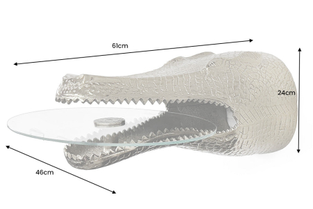 Masuta de cafea suspendata WILDLIFE CROCODILE cu blat din sticla, 60 cm [7]