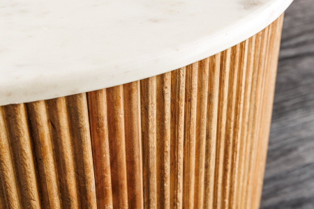 Masuta de cafea TRES CHIC rotunda din lemn de mango natural si blat din marmura, 60 cm [5]