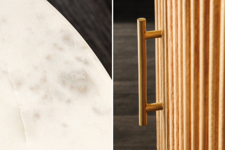 Masuta de cafea TRES CHIC rotunda din lemn de mango natural si blat din marmura, 60 cm [8]