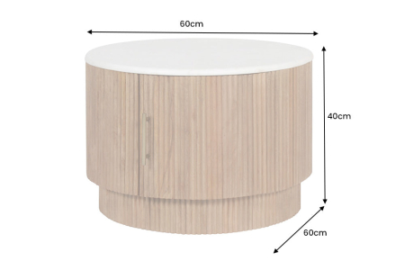 Masuta de cafea TRES CHIC rotunda din lemn de mango natural si blat din marmura, 60 cm [10]