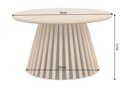 Măsuță de cafea VALHALLA WOOD Ø 70 cm, rotundă, cu bază canelată, placată cu lemn de stejar natural [6]