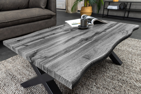 Masuta de cafea WILD din lemn de stejar salbatic gri, 90 cm [2]