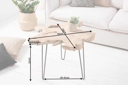 Masuta de cafea WILD din lemn masiv de tec, 60 cm [7]