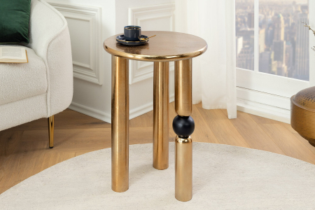 Măsuță laterală ABSTRACT 55cm aurie cu detaliu negru tip sfera  [2]