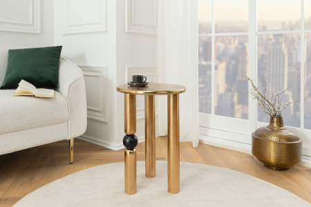 Măsuță laterală ABSTRACT 55cm aurie cu detaliu negru tip sfera  [3]