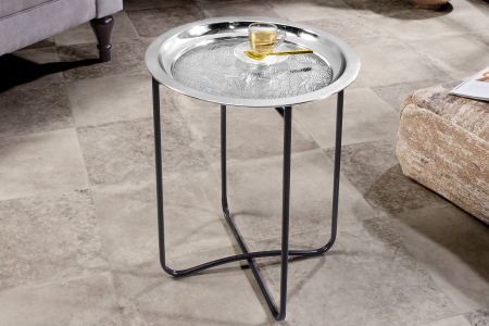 Masuta laterala CASABLANCA 50cm, tava detasabila,design cu lovitura de ciocan argintiu antic [1]