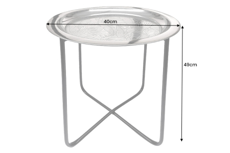 Masuta laterala CASABLANCA 50cm, tava detasabila,design cu lovitura de ciocan argintiu antic [10]