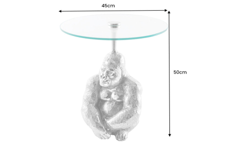 Măsuță laterală KONG 50cm argintie cu blat de sticlă de 45cm [6]