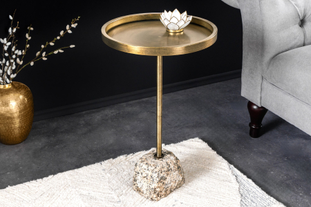 Masuta laterala TRAYFUL 60cm,baza de marmura si blat culoare alama antica din fier [1]