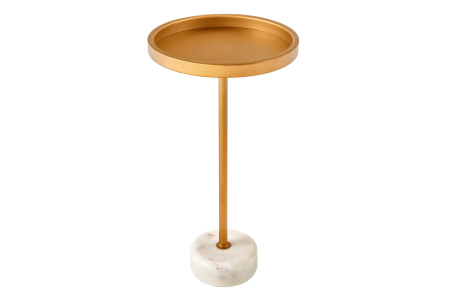 Living - Masuta laterala TRAYFUL 60cm,baza din marmura alba si blat auriu