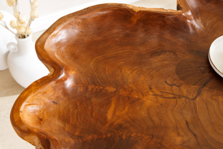 Masuta laterala WILD 65cm din lemn de tec maro natural cu picioare negre in forma de ac de par [6]