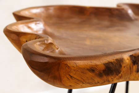 Masuta laterala WILD 65cm din lemn de tec maro natural cu picioare negre in forma de ac de par [4]