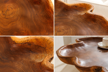 Masuta laterala WILD 65cm din lemn de tec maro natural cu picioare negre in forma de ac de par [7]