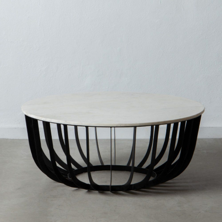 Măsuță de cafea cu blat din marmură și structură din fier 90 X 90 X 38 CM [1]