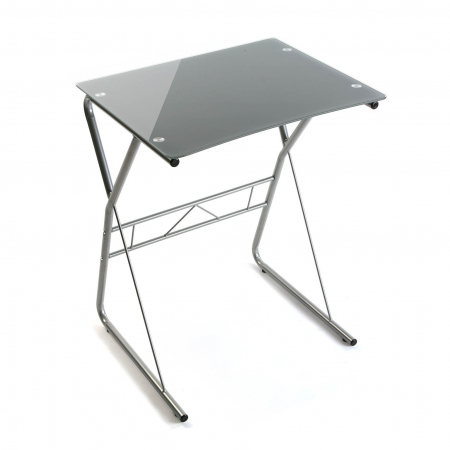 Măsuță pentru laptop din metal și blat din sticlă