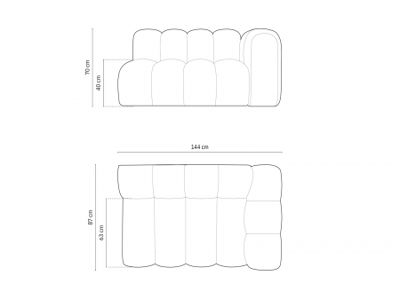 Modul Lupine cu 2 locuri, colt pe partea stanga si tapiterie din catifea, bej [5]