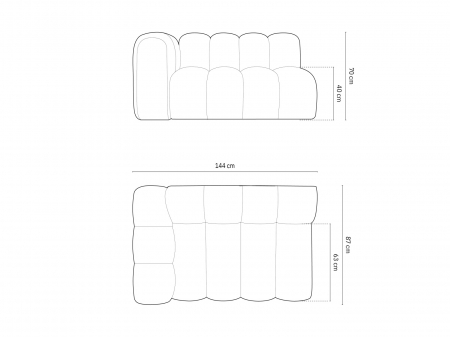 Modul Lupine cu 2 locuri, colt pe partea stanga si tapiterie din tesatura structurala, bej deschis [5]