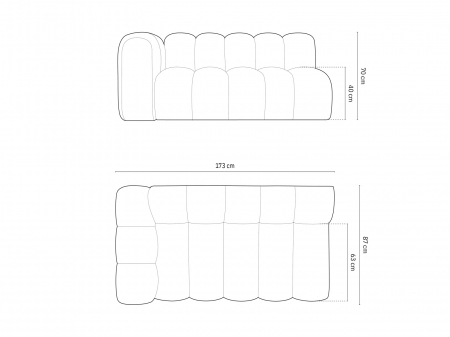 Modul Lupine cu 3 locuri, colt pe partea stanga si tapiterie din catifea, bej [5]
