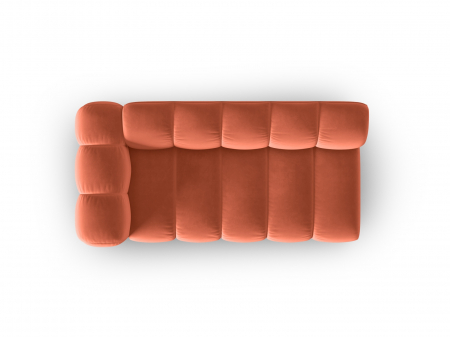 Modul Lupine cu 3 locuri, colt pe partea stanga si tapiterie din catifea, corai [3]